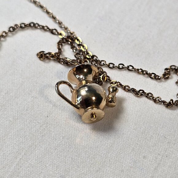 Vintage Teapot Pendant Necklace Fashion Jewelry 15.5 inch Silver Tone Tea Party - Picture 10 of 11